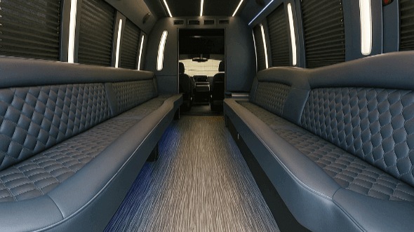 Interior of Naperville Party Bus Company's 20 Passenger Party Bus in Naperville