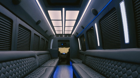 Interior of Naperville Party Bus Company's 25 Passenger Party Bus in Naperville