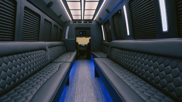 Interior of Naperville Party Bus Company's 30 Passenger Party Bus in Naperville