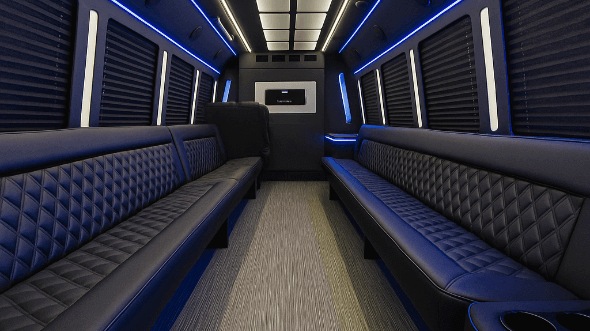 Interior of Naperville Party Bus Company's 40 Passenger Party Bus in Naperville
